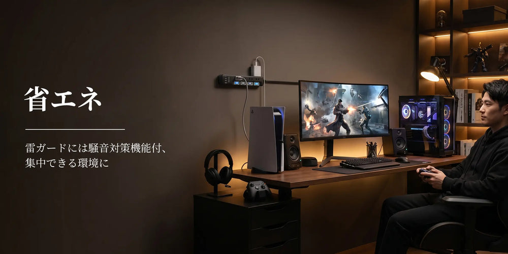 ゲーミング環境をアップグレードしたい方へ|ゲームPCや周辺機器の电源を安定供給する、雷ガード搭載のプロ仕様タップ