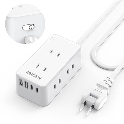 MSCIEN 延長コード スイッチ付 180度回転プラグ 小型 (10-in-1 USB-C×2 USB-A×2）