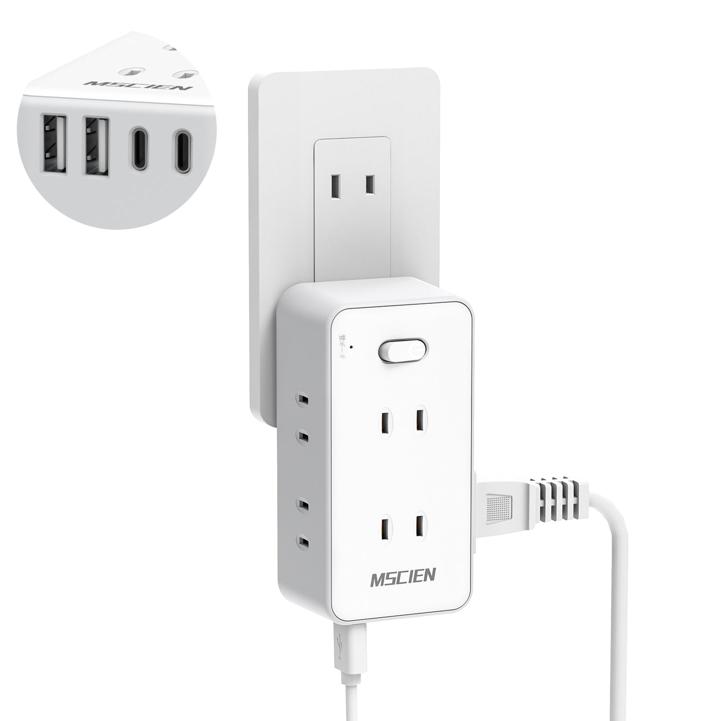 MSCIEN 直挿しタップ 小型 支持脚付き (10-in-1 USB-C×2 USB-A×2)