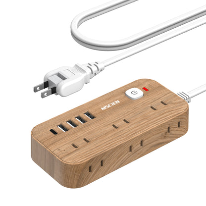 MSCIEN 延長コード スイッチ付 180度回転プラグ 木目調 (11-in-1 USB-C×1 USB-A×4)