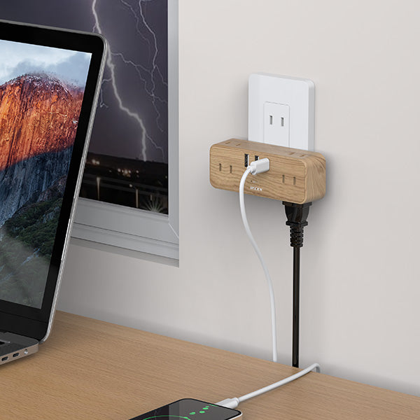 MSCIEN 直挿しタップ 90°スイングプラグ 木目調 (9-in-1 USB-C×1 USB-A×2)