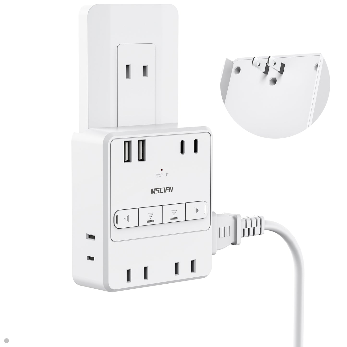 MSCIEN 直挿しタップ 個別スイッチ 小型 (8-in-1 USB-C×2 USB-A×2)