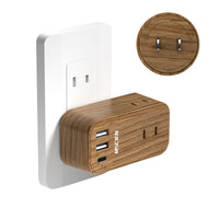 MSCIEN 直挿しタップ 回転可 小型 軽量 木目調 (6-in-1 USB-C×1 USB-A×2)