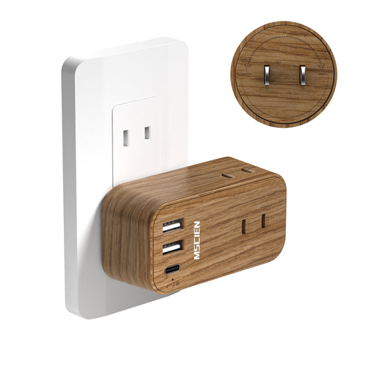 MSCIEN 直挿しタップ 回転可 小型 軽量 木目調 (6-in-1 USB-C×1 USB-A×2)