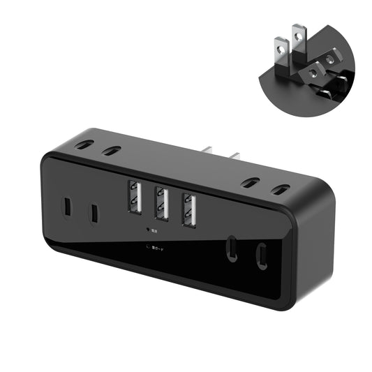 MSCIEN 直挿しタップ 90°スイングプラグ ブラック (9-in-1  USB-A×3)