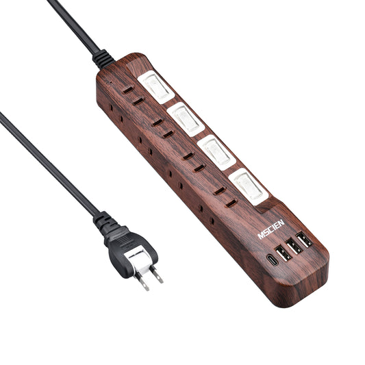 MSCIEN 延長コード 個別スイッチ付 180度回転プラグ(12-in-1 USB-C×1 USB-A×3)