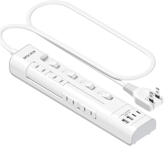 MSCIEN 回転延長コード 個別スイッチ付 180度回転プラグ(8-in-1 USB-C×2 USB-A×2)