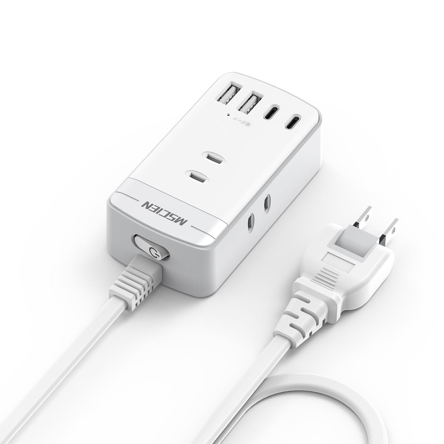 MSCIEN 延長コード スイッチ付 180度回転プラグ 小型 (7-in-1 USB-C×2 USB-A×2）