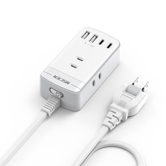 MSCIEN 延長コード スイッチ付 180度回転プラグ 小型 (7-in-1 USB-C×2 USB-A×2）