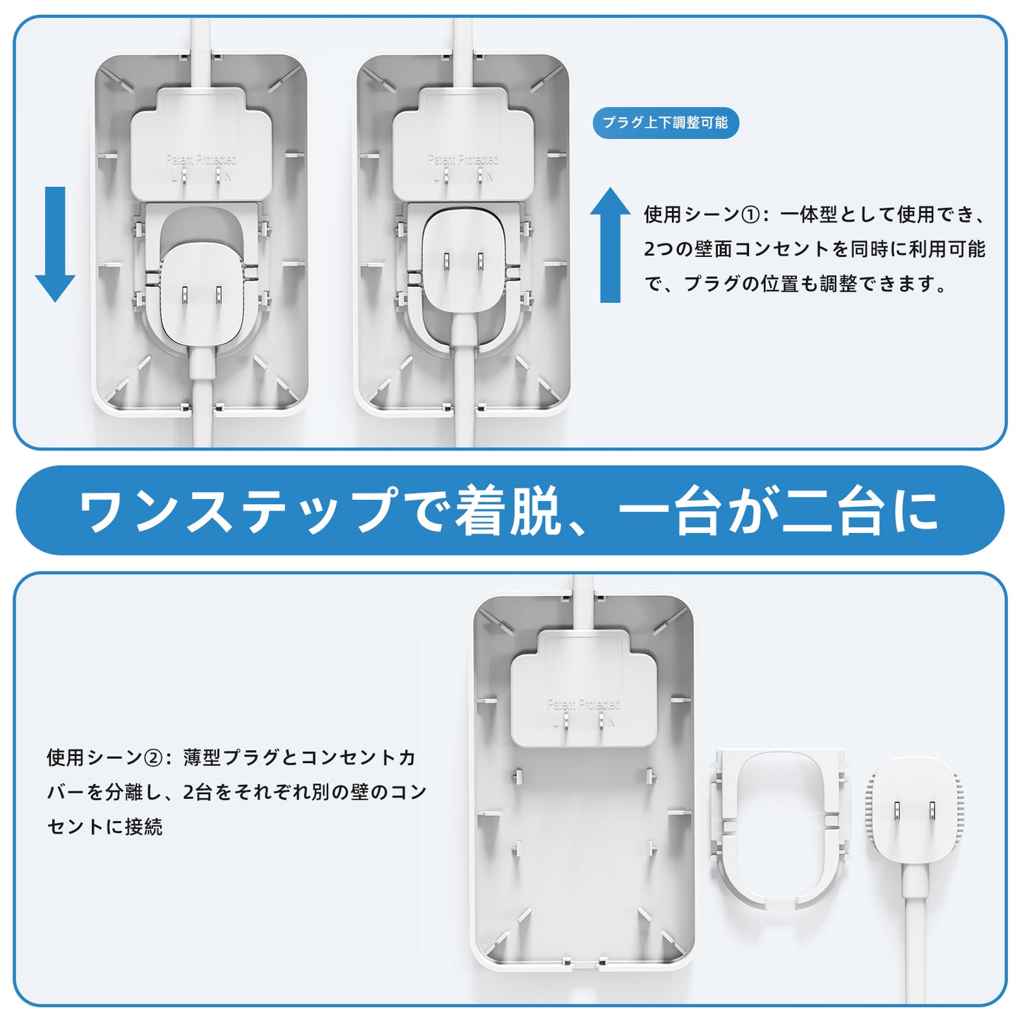 MSCIEN 延長コード 2個セット コンセントカバー付 取り外す可 スイッチ 20mm (18-in-1)
