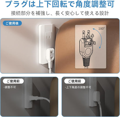 MSCIEN 延長コード 個別スイッチ付 180度回転プラグ(12-in-1 USB-C×2 USB-A×2)）