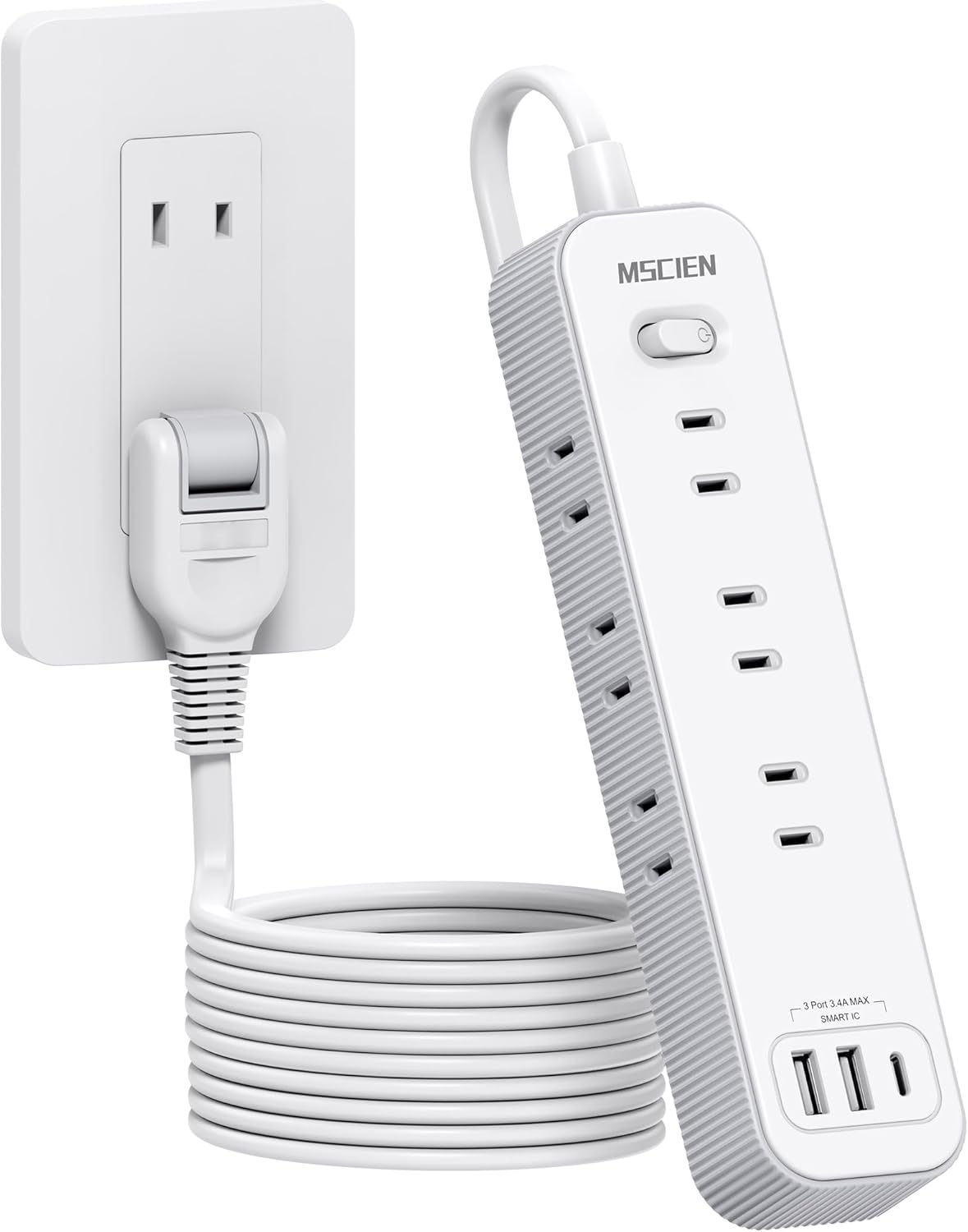 MSCIEN 延長コード スイッチ付 180度回転プラグ(12-in-1 USB-C×1 USB-A×2)）