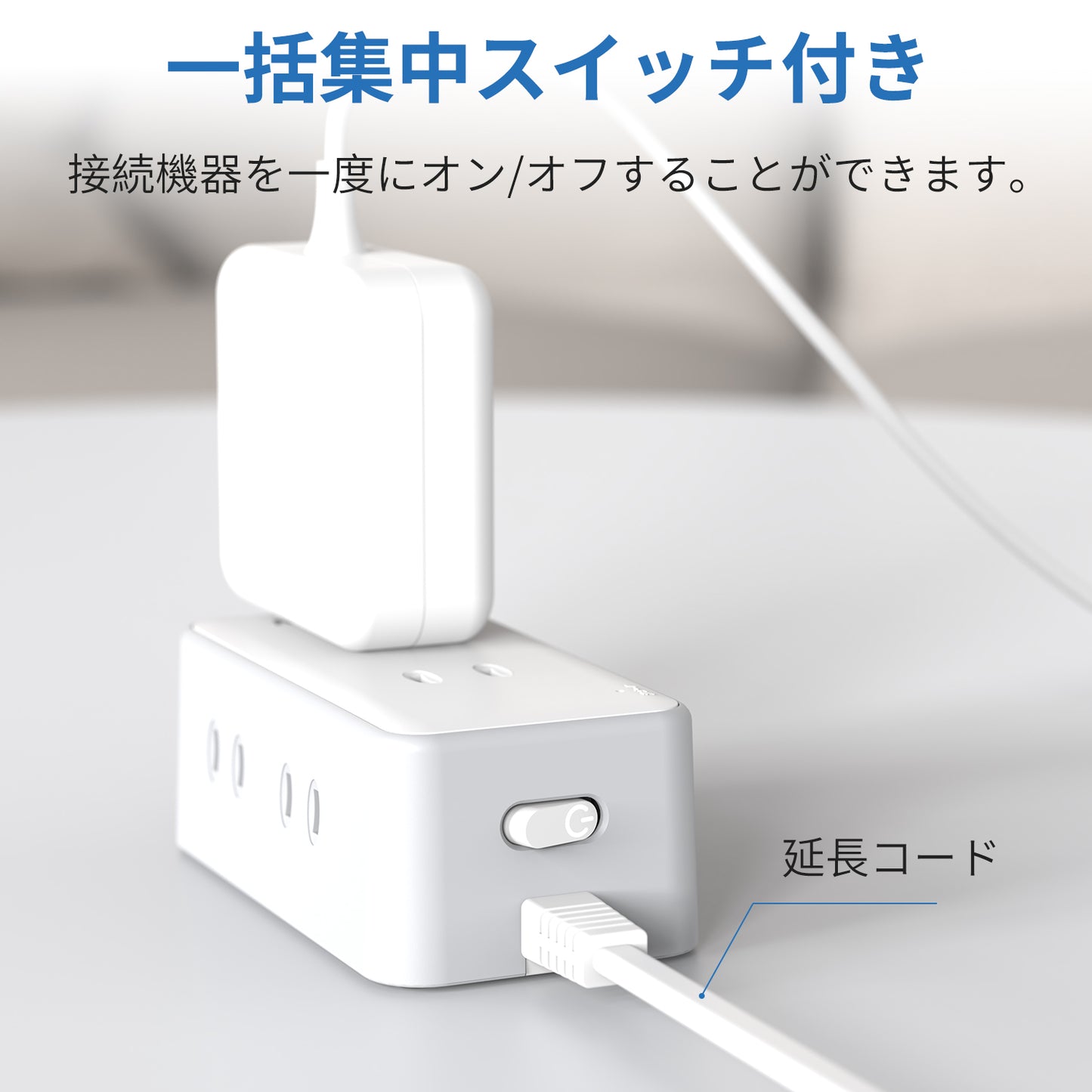 MSCIEN 延長コード スイッチ付 180度回転プラグ 小型 (10-in-1 USB-C×2 USB-A×2）