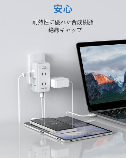 MSCIEN 直挿しタップ 小型 支持脚付き (10-in-1 USB-C×2 USB-A×2)
