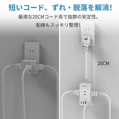 MSCIEN 延長コード スイッチ付 180度回転プラグ 小型 (7-in-1 USB-C×2 USB-A×2）