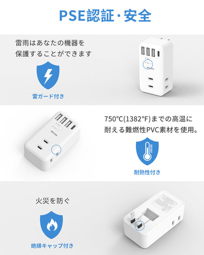 MSCIEN 直挿しタップ 90°スイングプラグ 軽量 (7-in-1  USB-C×1 USB-A×3)