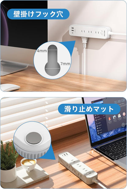 MSCIEN 延長コード スイッチ付 180度回転プラグ(12-in-1 USB-C×1 USB-A×2)）