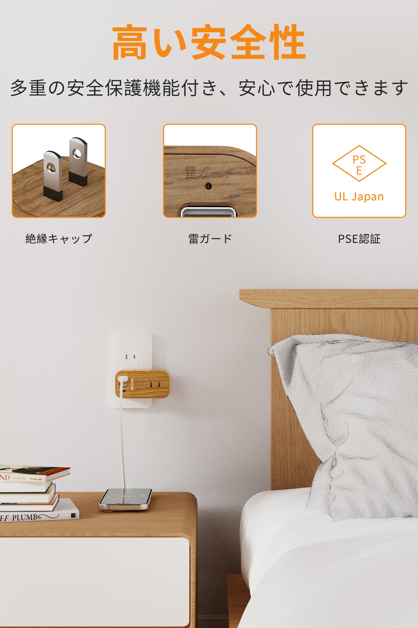 MSCIEN 直挿しタップ 回転可 小型 軽量 木目調 (6-in-1 USB-C×1 USB-A×2)