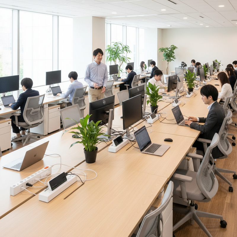 一般的な事務オフィスでの使用イメージ｜社員のデスク周りのタコ足配線を解消し、業務効率と安全性を向上