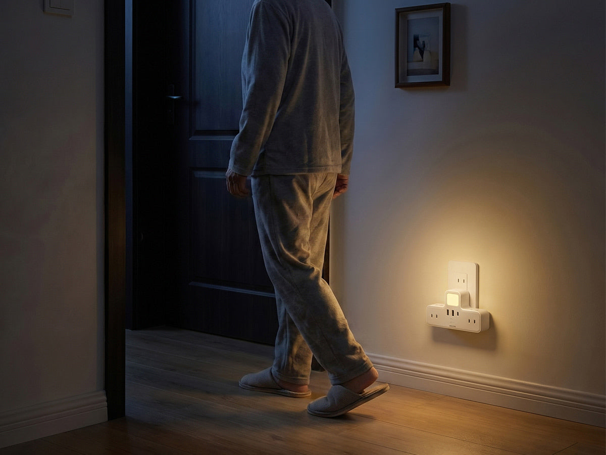 Mscien シニアの足元を優しく照らす夜間照明｜LEDナイトライト搭載で、夜間の起夜でも暗闇での転倒を防ぐ安全なタップ