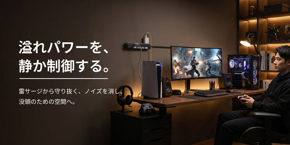 ゲーミング環境をアップグレードしたい方へ｜ゲームPCや周辺機器の电源を安定供給する、雷ガード搭載のプロ仕様タップ