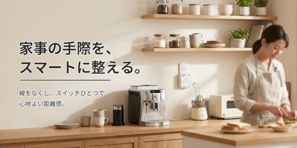 キッチンをスマートに整えたい方へ｜調理家電をまとめて接続できる、水回りでも安心な高耐久コンセントタップ